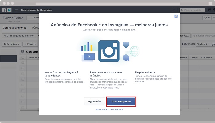 Como criar anuncios no Instagram